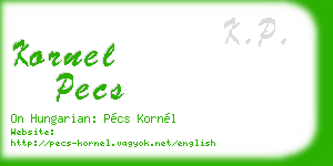 kornel pecs business card
